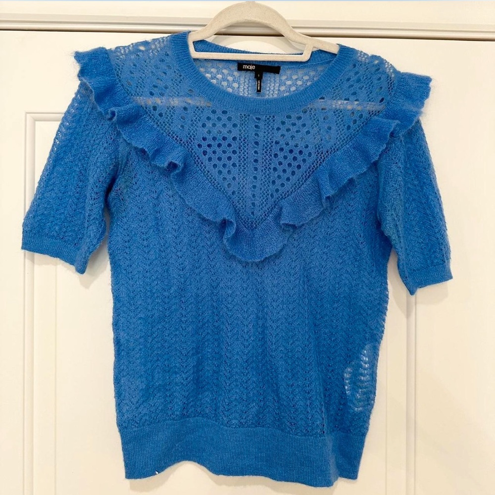 Maje Blue Wool Top Size Small